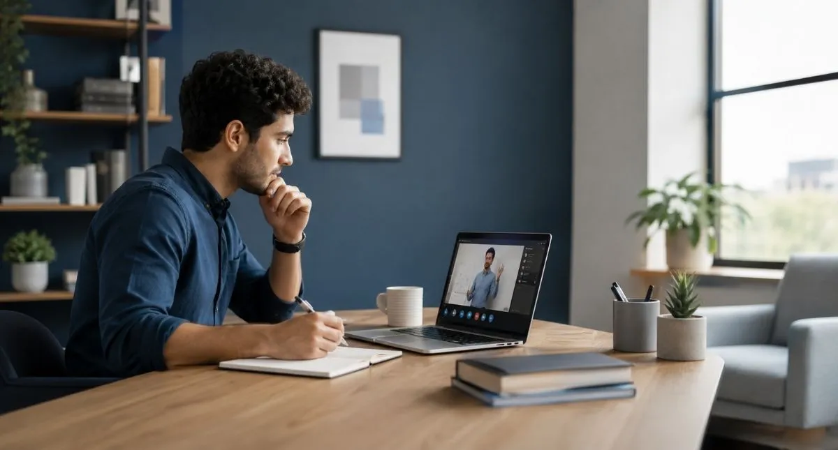 Persona estudiando cursos online para mejorar su perfil profesional
