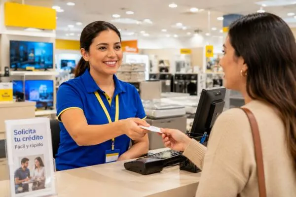 Persona atendiendo a una cliente en una tienda Coppel
